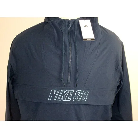 Nike SB Men's Anorak 1/2 Zip PO Skate Jacket Size Large Navy Blue Turquoise NWT - Picture 2 of 10